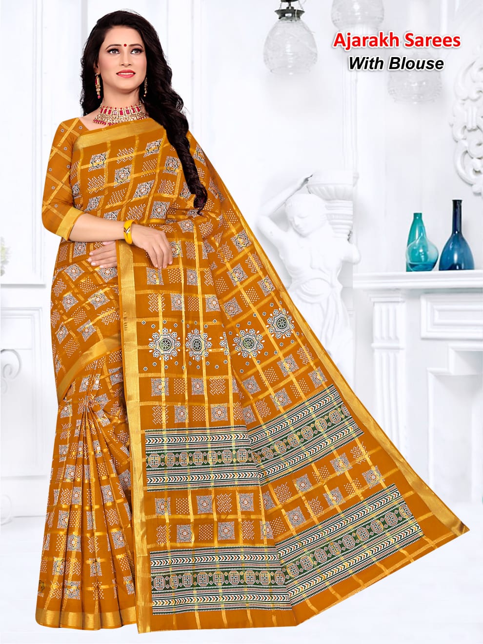 Ajarakh 01 Ethnic Wear Wholesale Printed Saree Catalog
